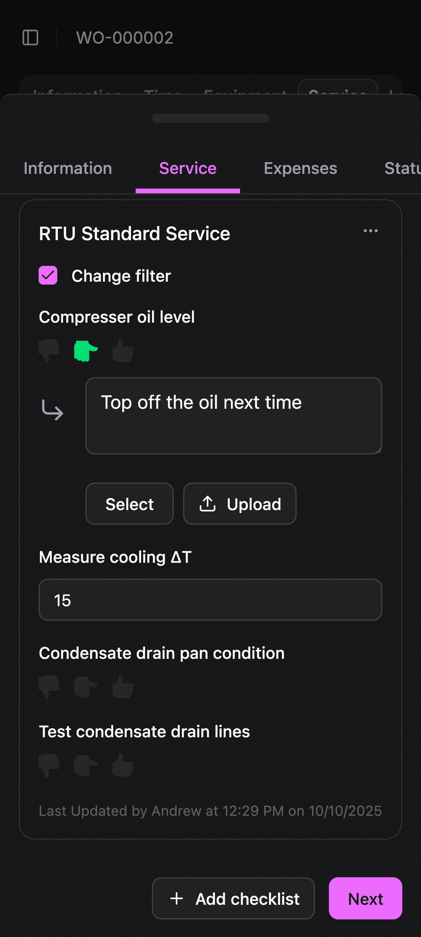 Screenshot of Amplinks checklist template feature