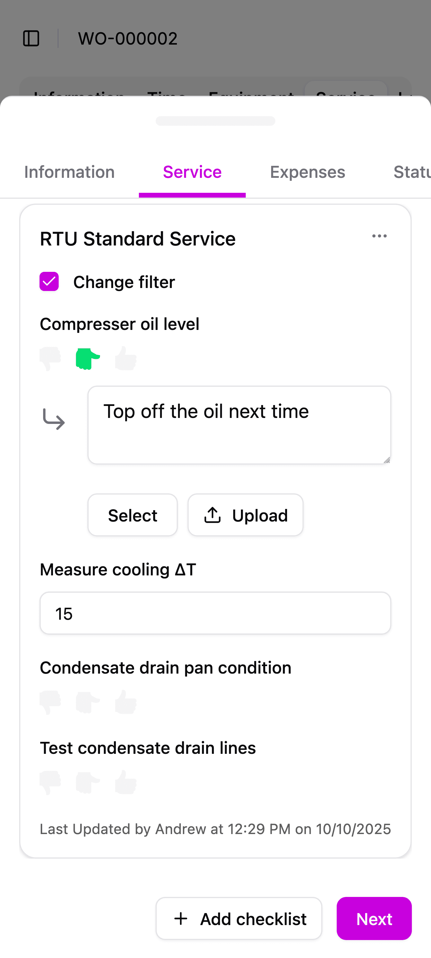 Screenshot of Amplinks checklist template feature