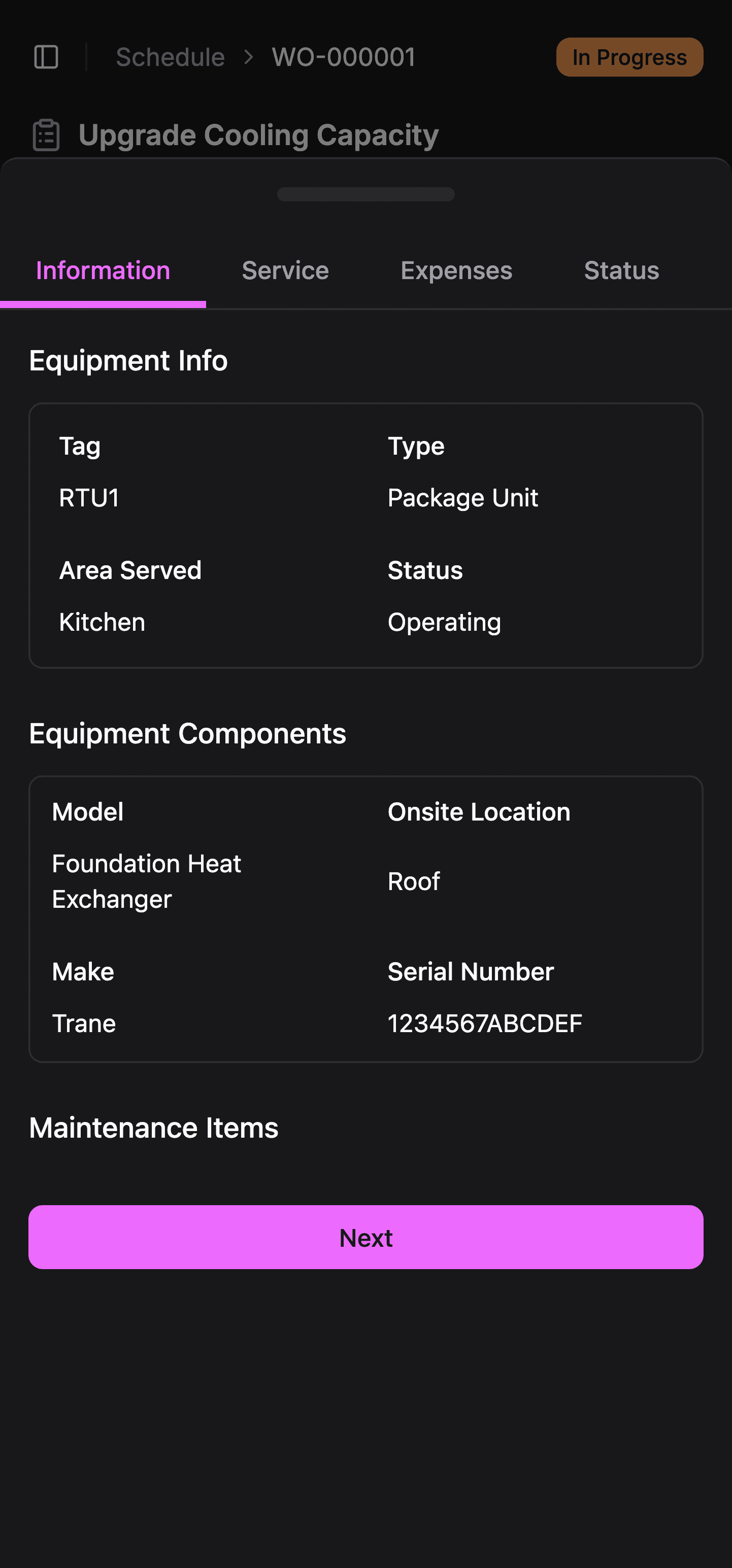 Screenshot of Amplinks customer asset management page