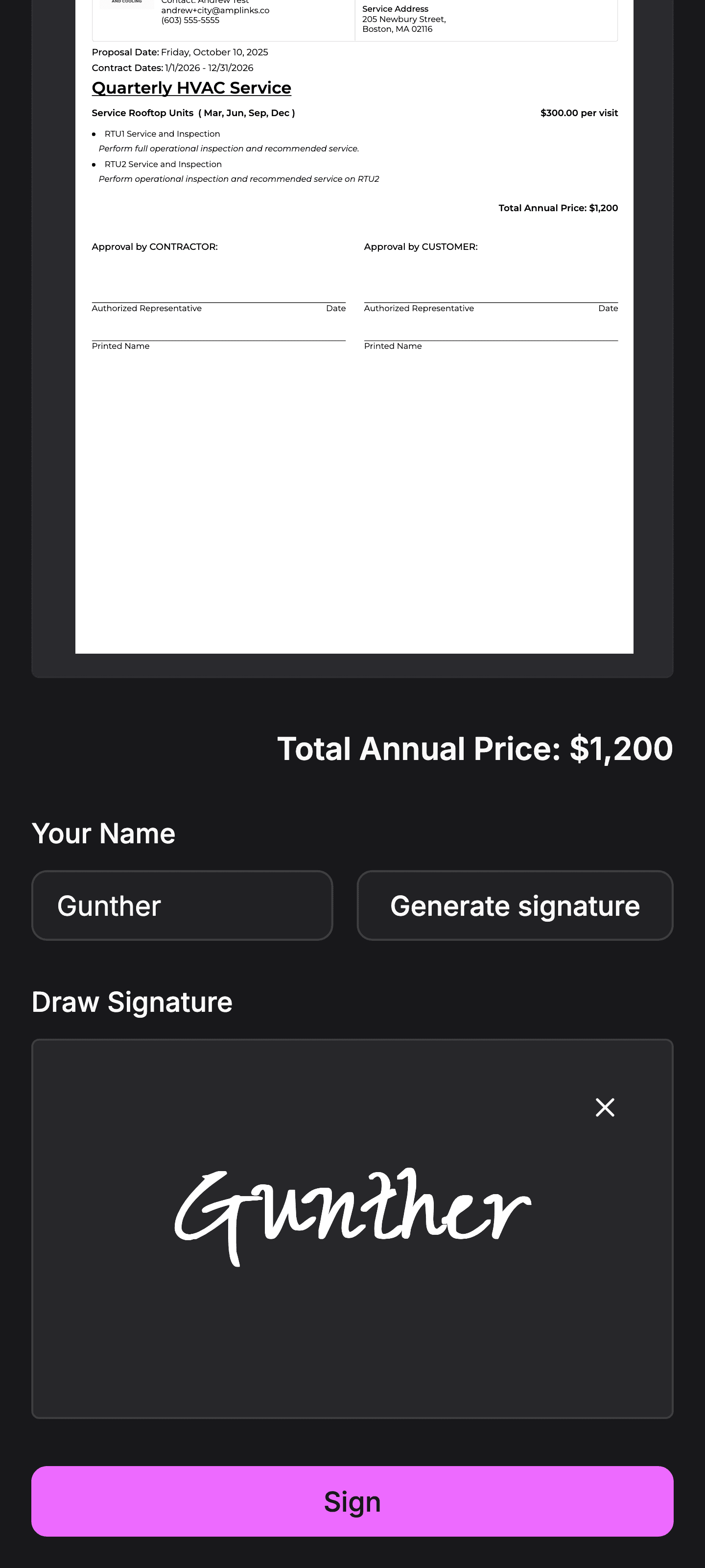 Screenshot of Amplinks Estimate builder