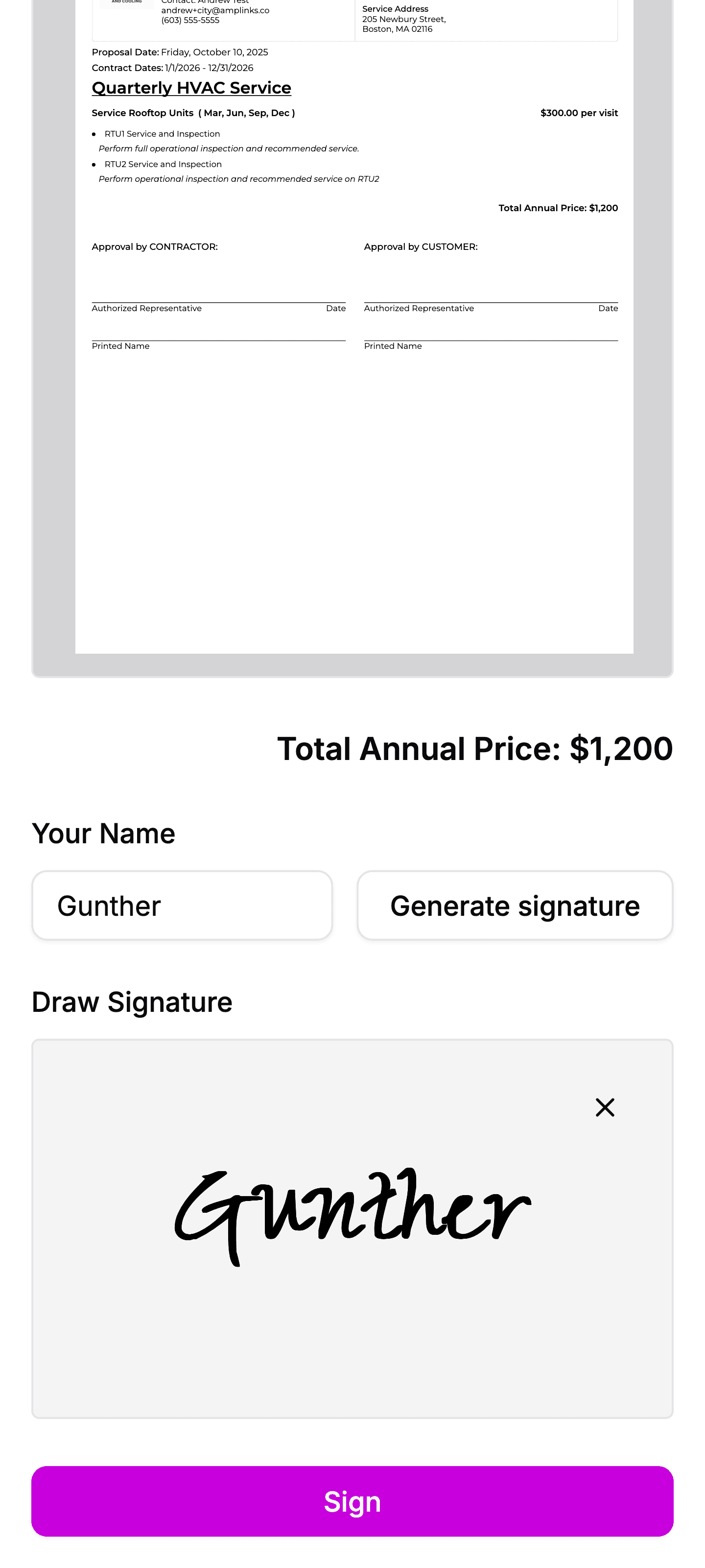 Screenshot of Amplinks Estimate builder